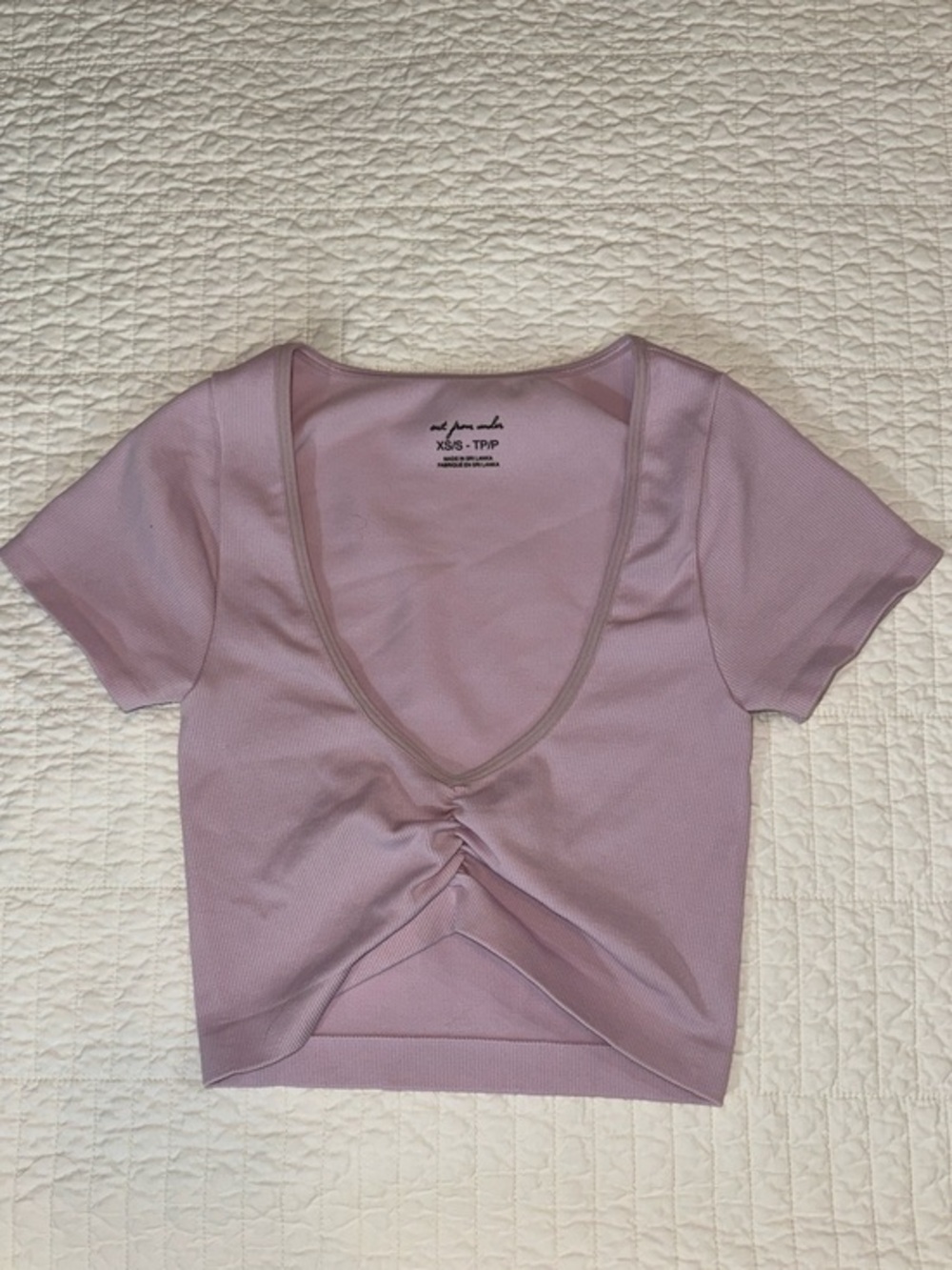 Out from Under XS crop top stretch ribbed Ruched V-Neck workout